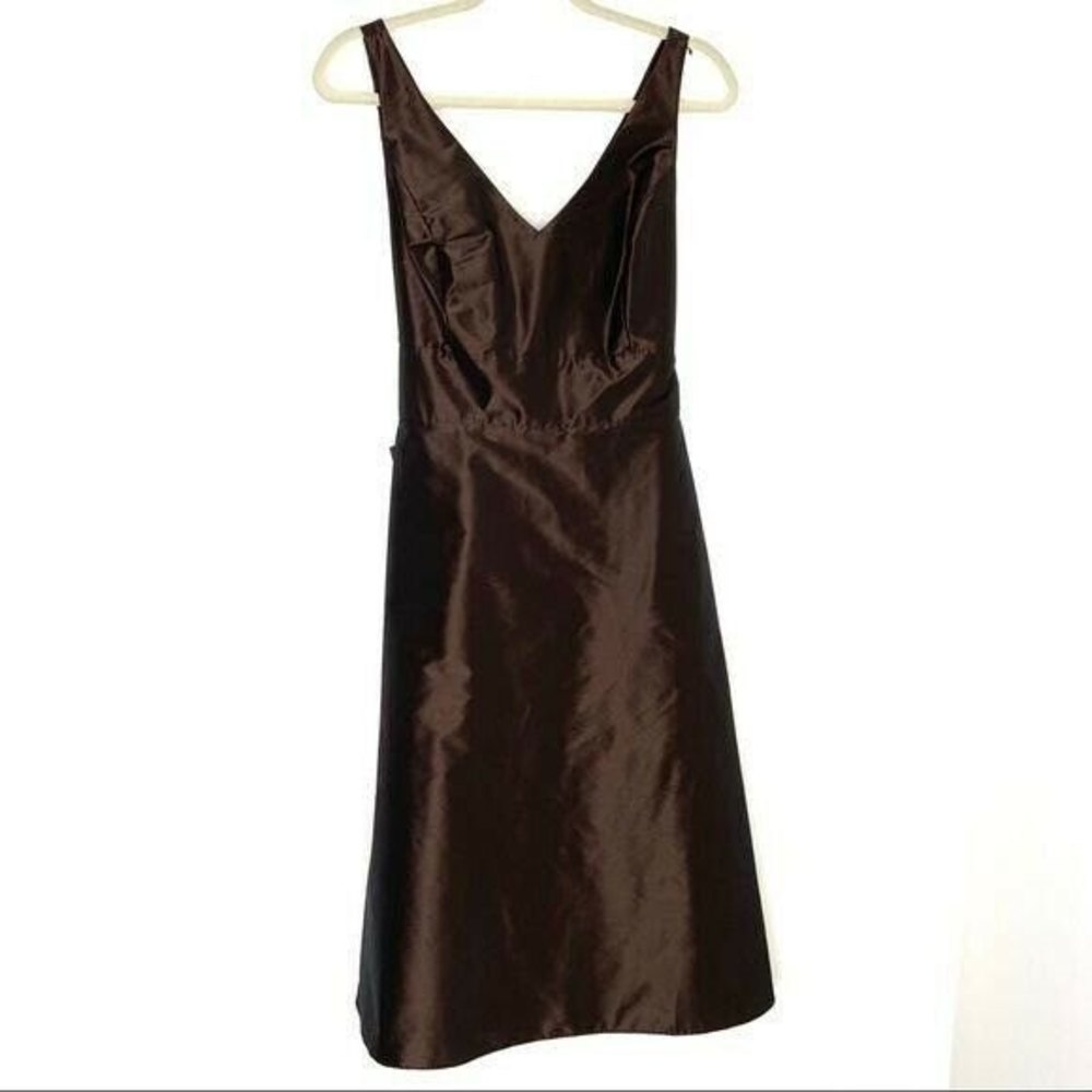 Ann Taylor Chocolate‎ Brown Special Occasion Dress Size 10 Silk Taffeta - Picture 5 of 7
